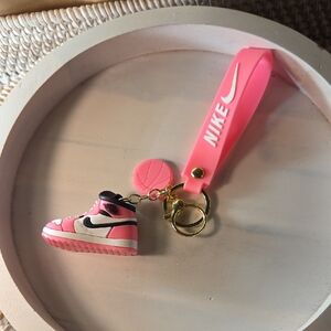5 For 25 Nike Pink and White Sneaker Keychain with Gold Accents